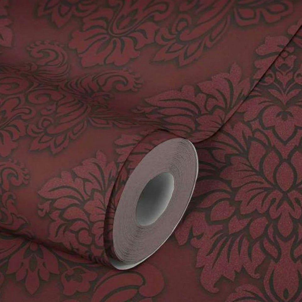 image 1 of AS Creation Lizzy London Baroque Textured Wallpaper - Red - 33ft x 21in Red
