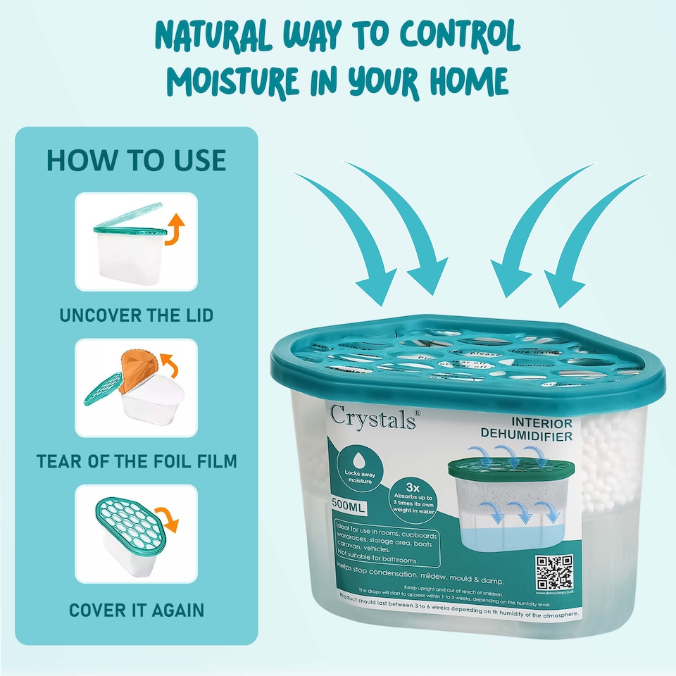 image 1 of 5 x Interior Dehumidifier Damp Trap Mould Moisture Mildew Remover Caravan Home