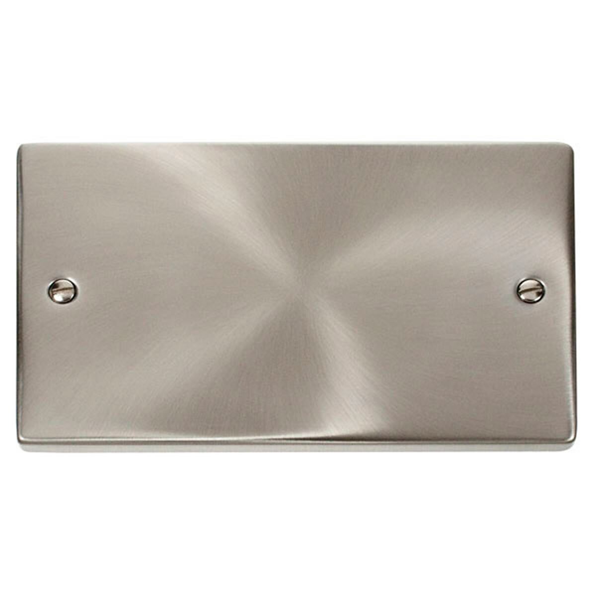 SE Home Satin / Brushed Chrome 2 Gang Blank Plate in Metallic Silver