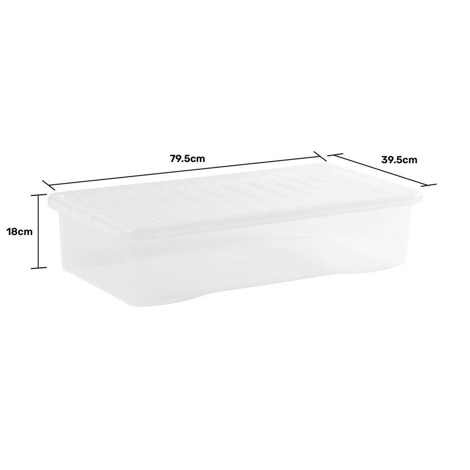 image 1 of Wham Crystal 5 x 42L Stackable Plastic Storage Boxes with Lids Clear Clear