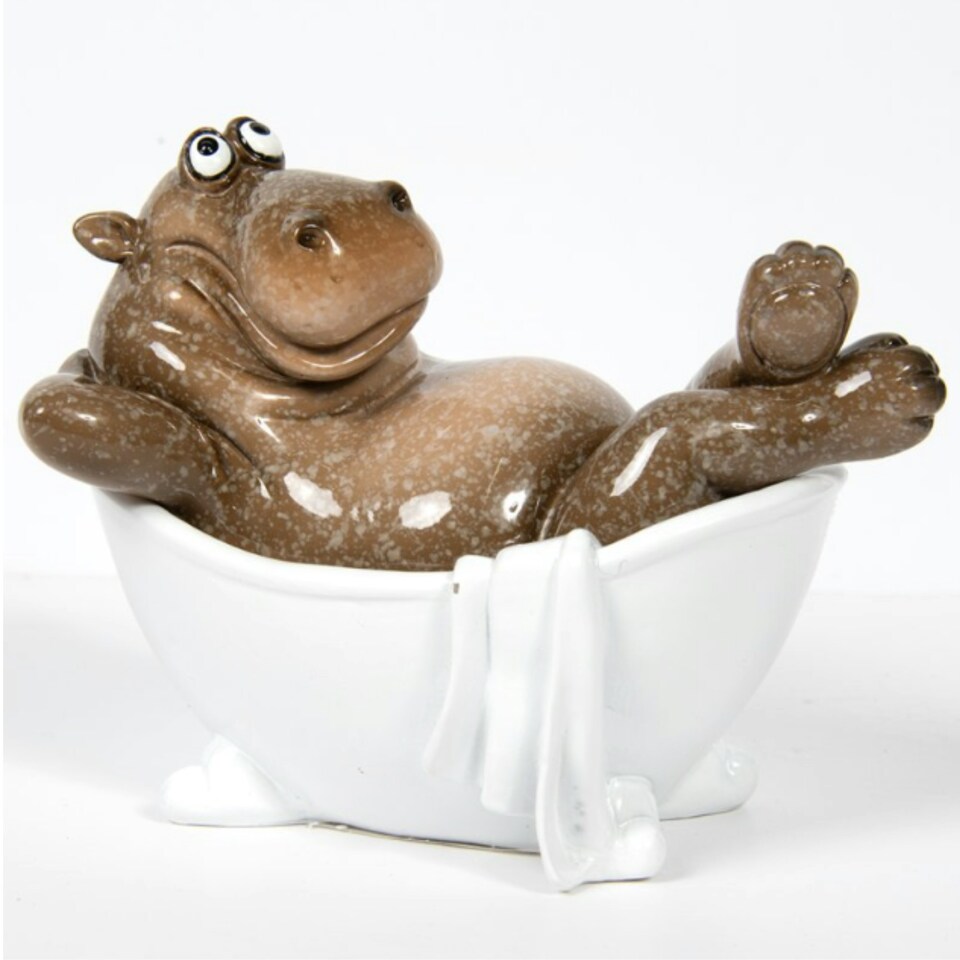 image 1 of 'Bathtime' Hippo in Bath Tub Figurine Novelty Bathroom Decoration (Copy)