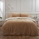 image 4 of OHS Reversible Soft Teddy Fleece Duvet Cover and Pillowcase Bedding Set, Double - Cream/Latte