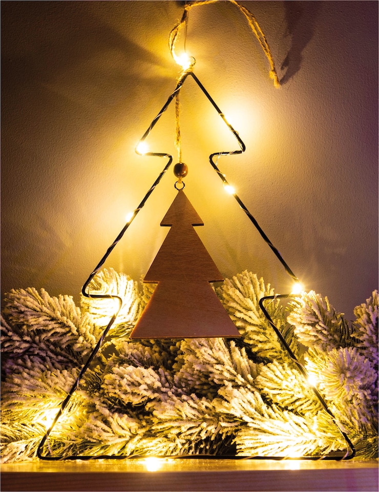 image 1 of St Helens METAL Christmas TREE SHAPE WOODEN HANGING CENTRE
