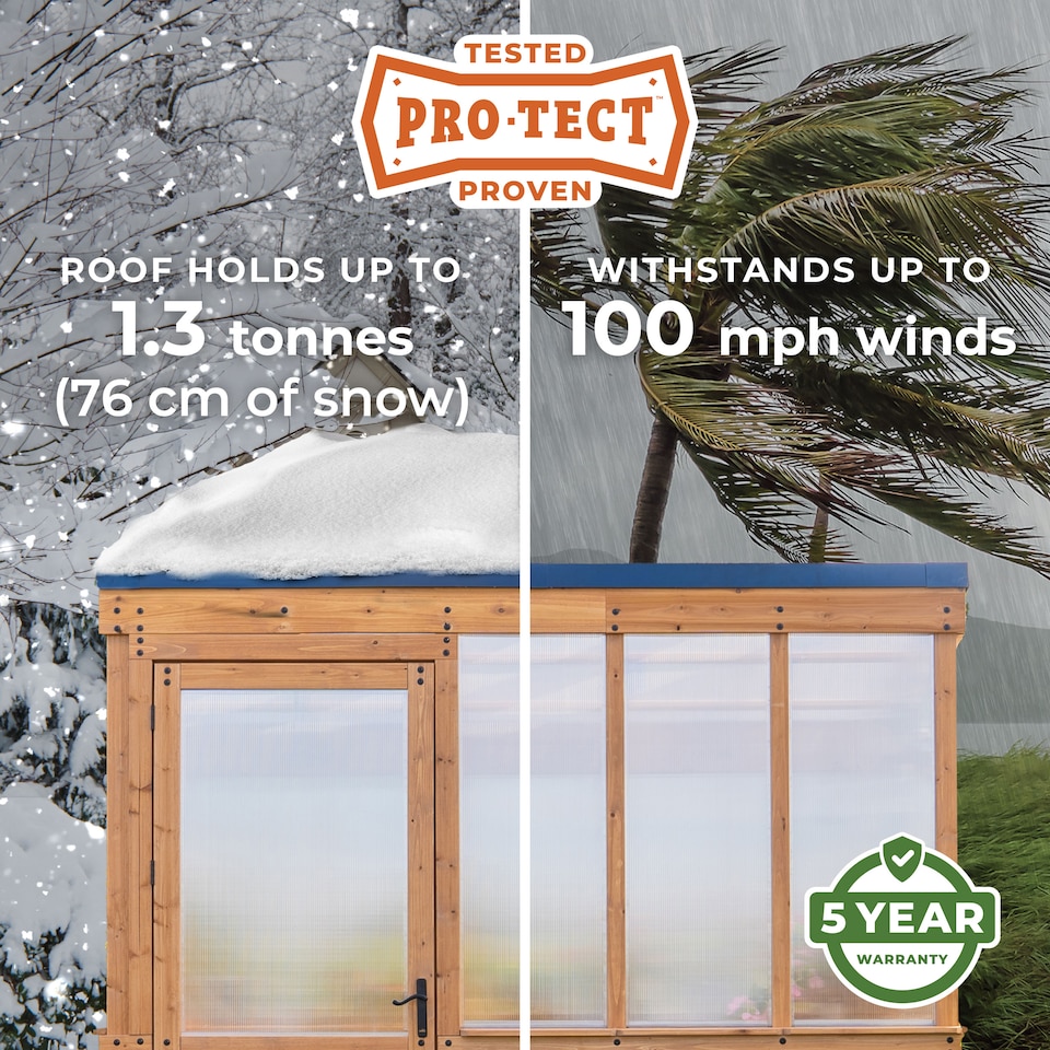 image 1 of Backyard Discovery Willow Cedar Wood Polycarbonate Greenhouse with Powerport 2.9m x 1.9m (9ft x 6ft)