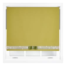 FURNISHED Blackout Roller Blinds with Diamante Trim and Bow Cut to Size | Green | Green | (W) 120cm x (L) 165cm