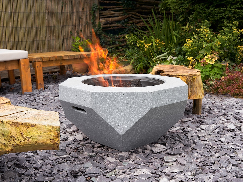 image 1 of Field & Flame Rhoda Wood Burning BBQ Fire Pit in Concrete Grey