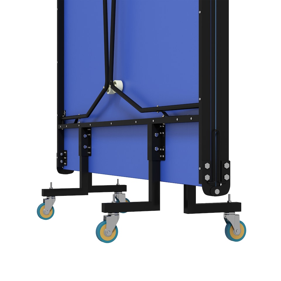 image 1 of SPORTNOW 9ft Folding Table Tennis Table, Portable FullSize Tennis Table with Eight Wheels, Two Bats, Three Balls, Blue