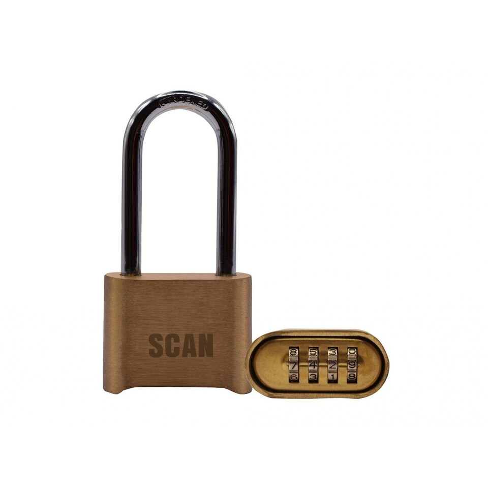 Scan Brass Combination Padlock - Multi Colour - 50mm Long Shackle