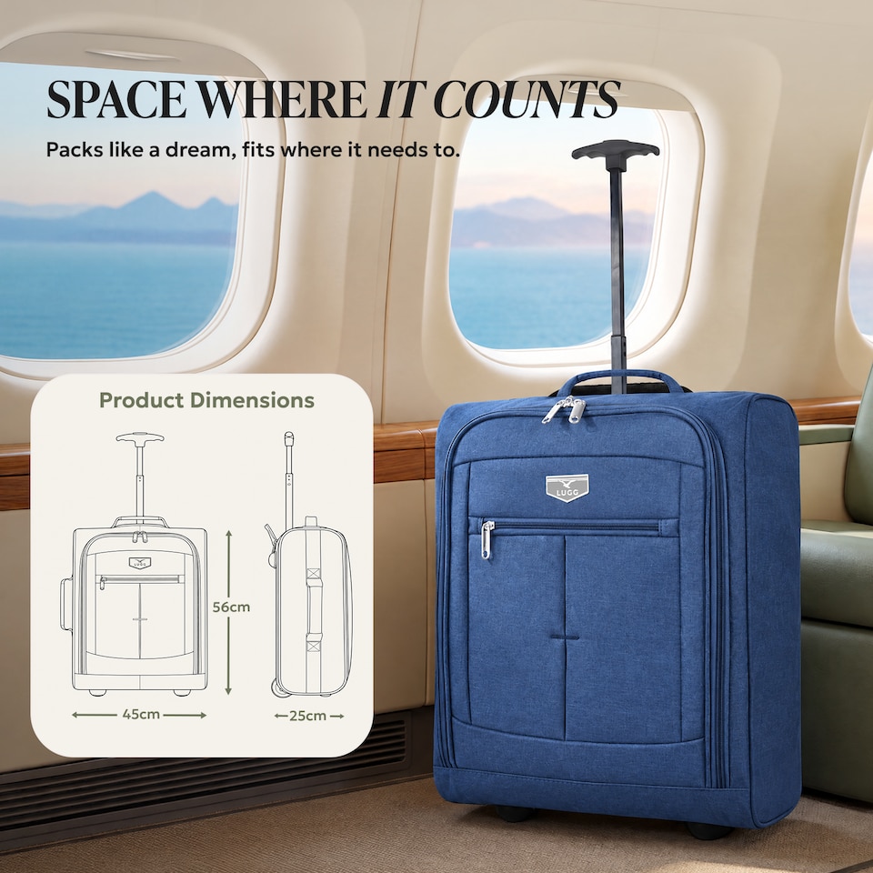 image 1 of Lugg Mars Soft Cabin Bag with Wheels 56x45x25cm for EasyJet Overhead Locker