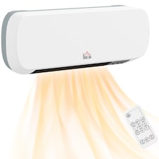 HOMCOM Electric Heater, 2000W Wall Mounted Ceramic Space Heater with Remote Control, 3 Modes, Timer, Overheat Protection for Home, White