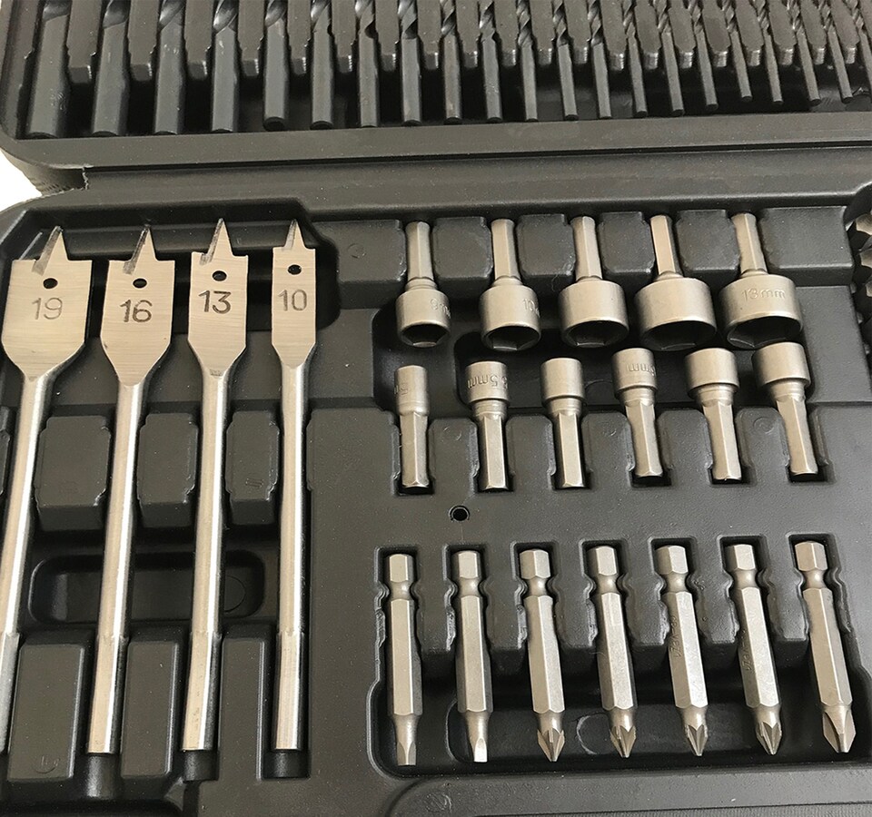 image 1 of Lumberjack 150 Piece Drill Bit Set HSS Masonry Wood Screwdriver Bits