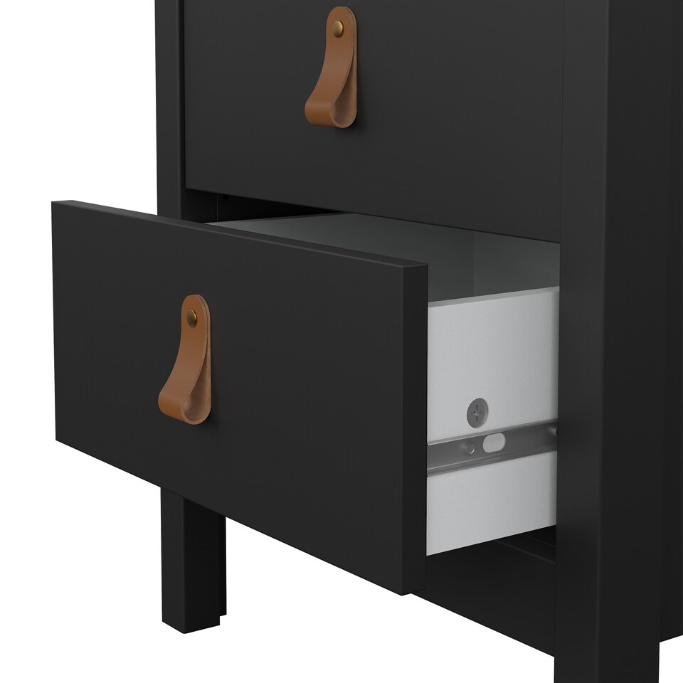 image 1 of Barcelona Bedside Table 2 Drawers in Matt Black
