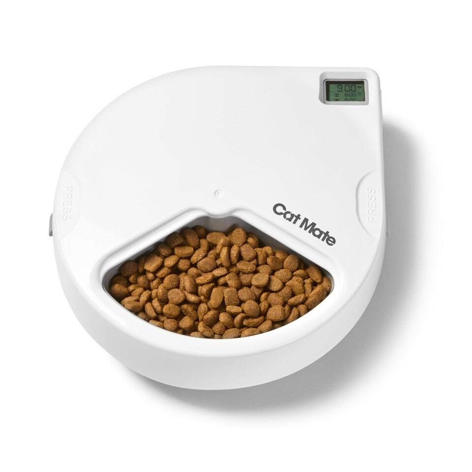 image 1 of Cat Mate Three-Meal Automatic Pet Feeder with Digital Timer White (C300)