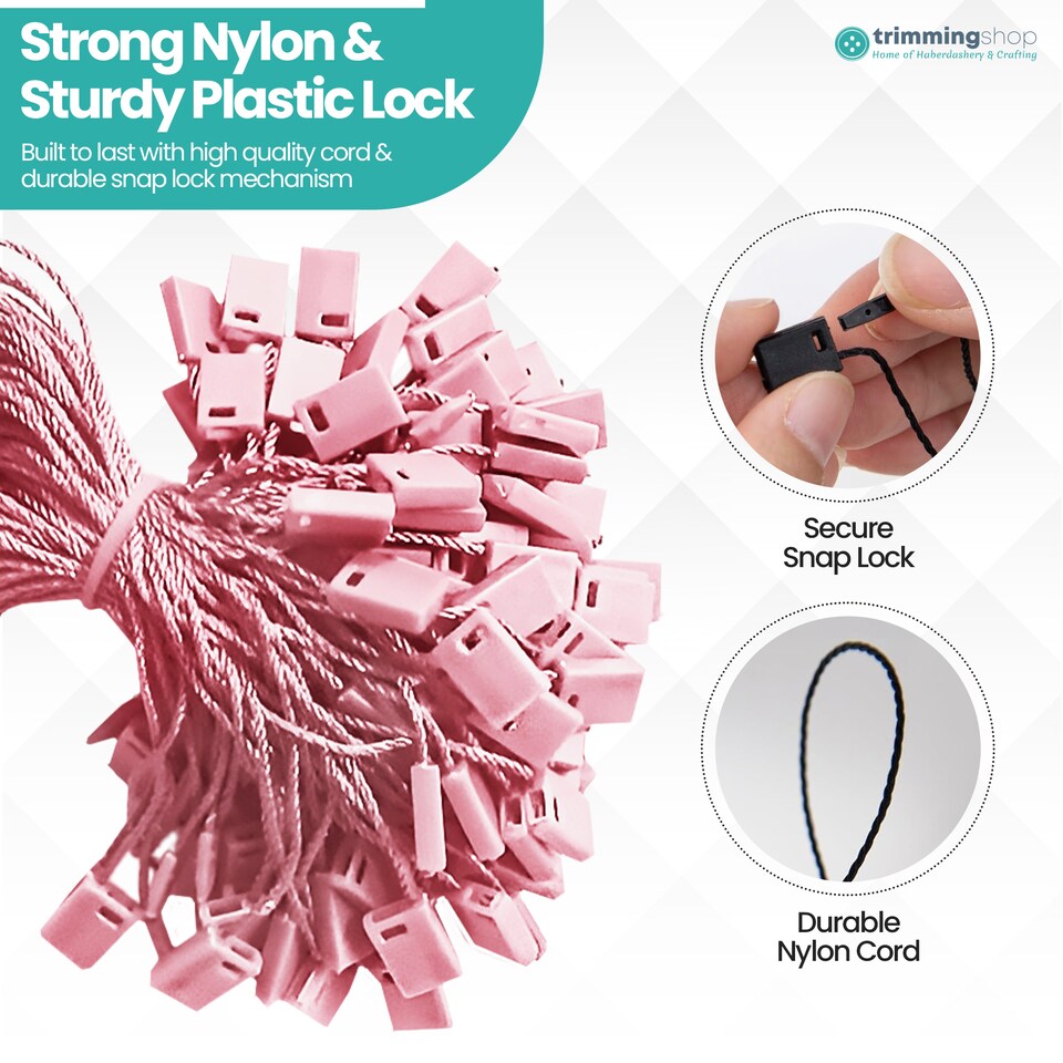 image 1 of 7 Inch Plastic String Tags, Nylon Label Snap Lock - 100pcs