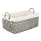 image 5 of Small Shallow Lined Antique Wash Storage Basket | White | White