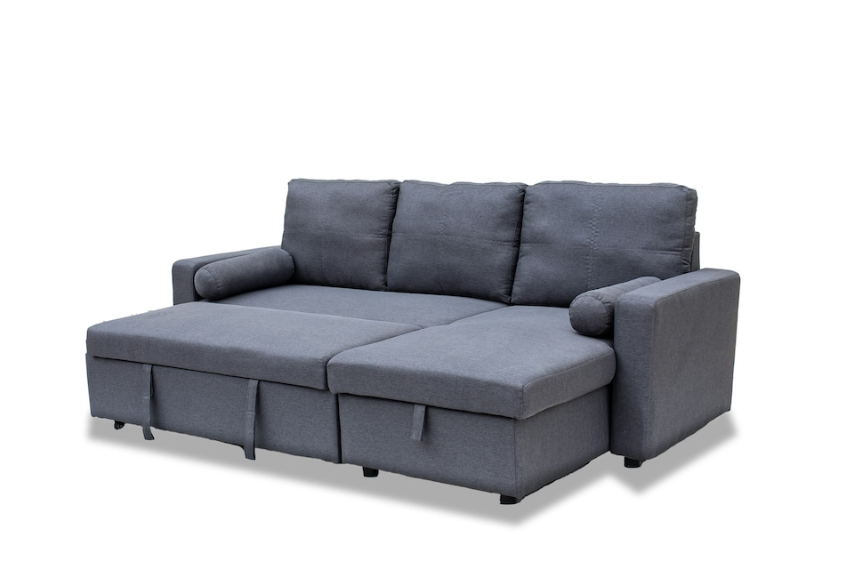 image 1 of Manhattan Grey 3 Seat Corner Sofa Bed Set - Left or Right | Multi | Three Seater