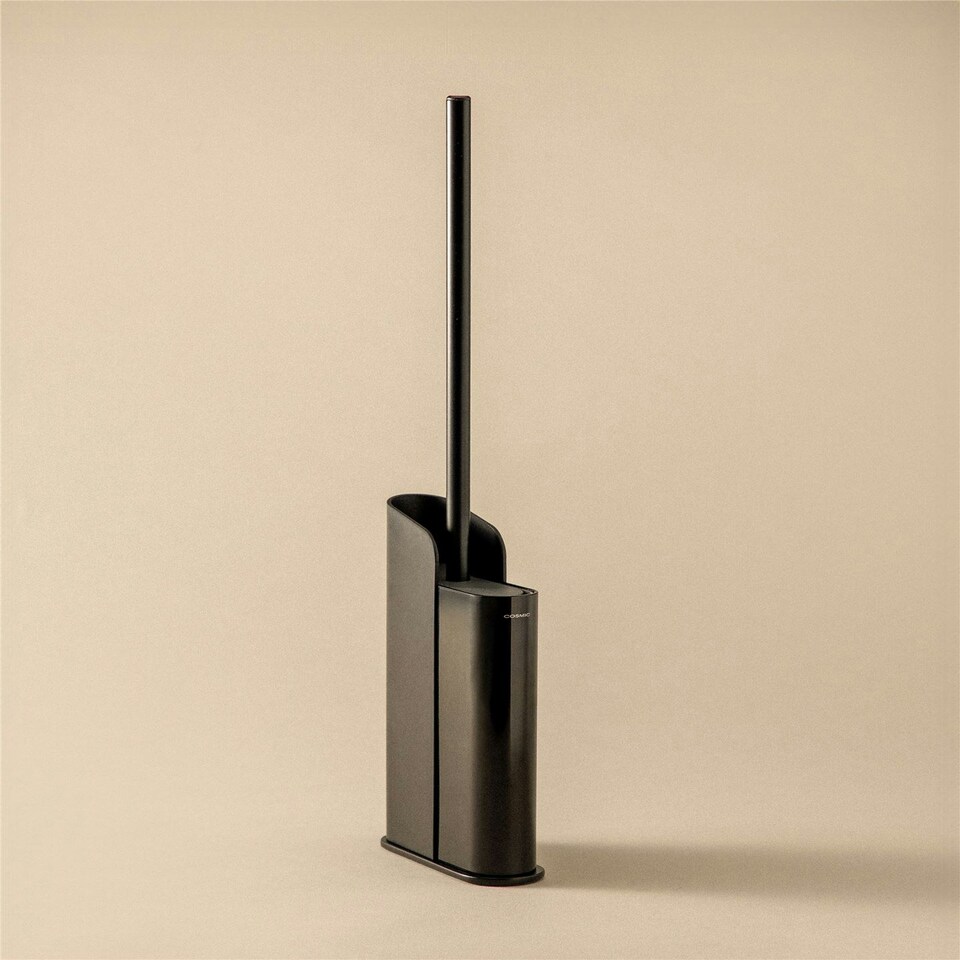 image 1 of Cosmic Dual Toilet Brush Holder with Silicone for Bathroom, Matt Finish Black