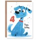 image 1 of Dog Lover Puppy Cartoon Cute 4th 4 Year Old Child Kids Birthday Card