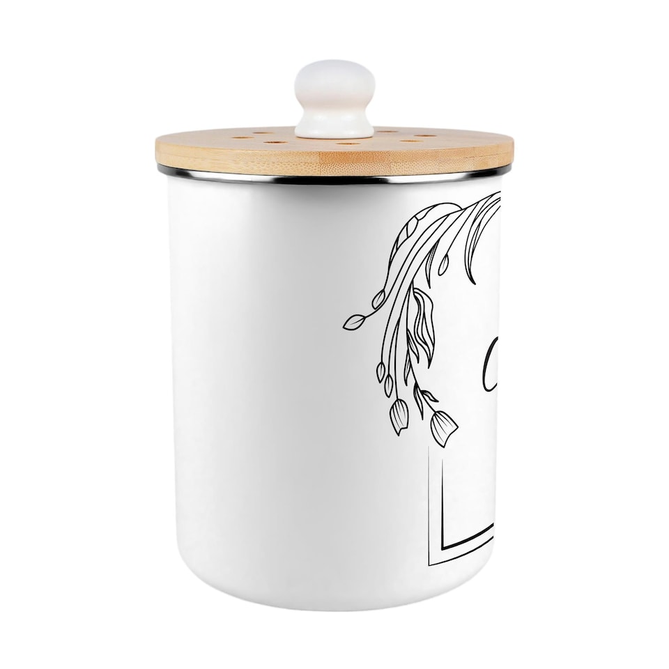 image 1 of Floral Border Compost Caddy - Metal 2L Decorative Kitchen Food Waste Bin