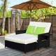 image 2 of Outsunny Garden Rattan Furniture Set 2 Seater Patio Sun Lounger Daybed Sun Bed