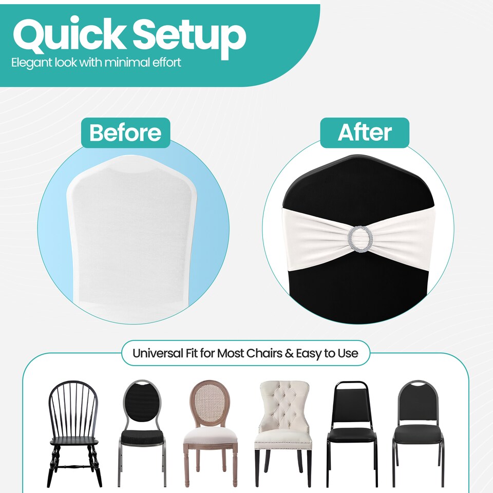 image 1 of 13"x5" Spandex Chair Bands with Slider Buckle, Elastic Chair Sash - 1pc