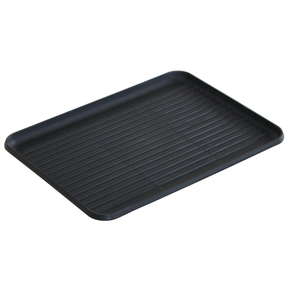 image 1 of Oypla 2 Tier Multifunction Dish Drainer Drying Rack with Cutlery Holder and Removable Tray Black