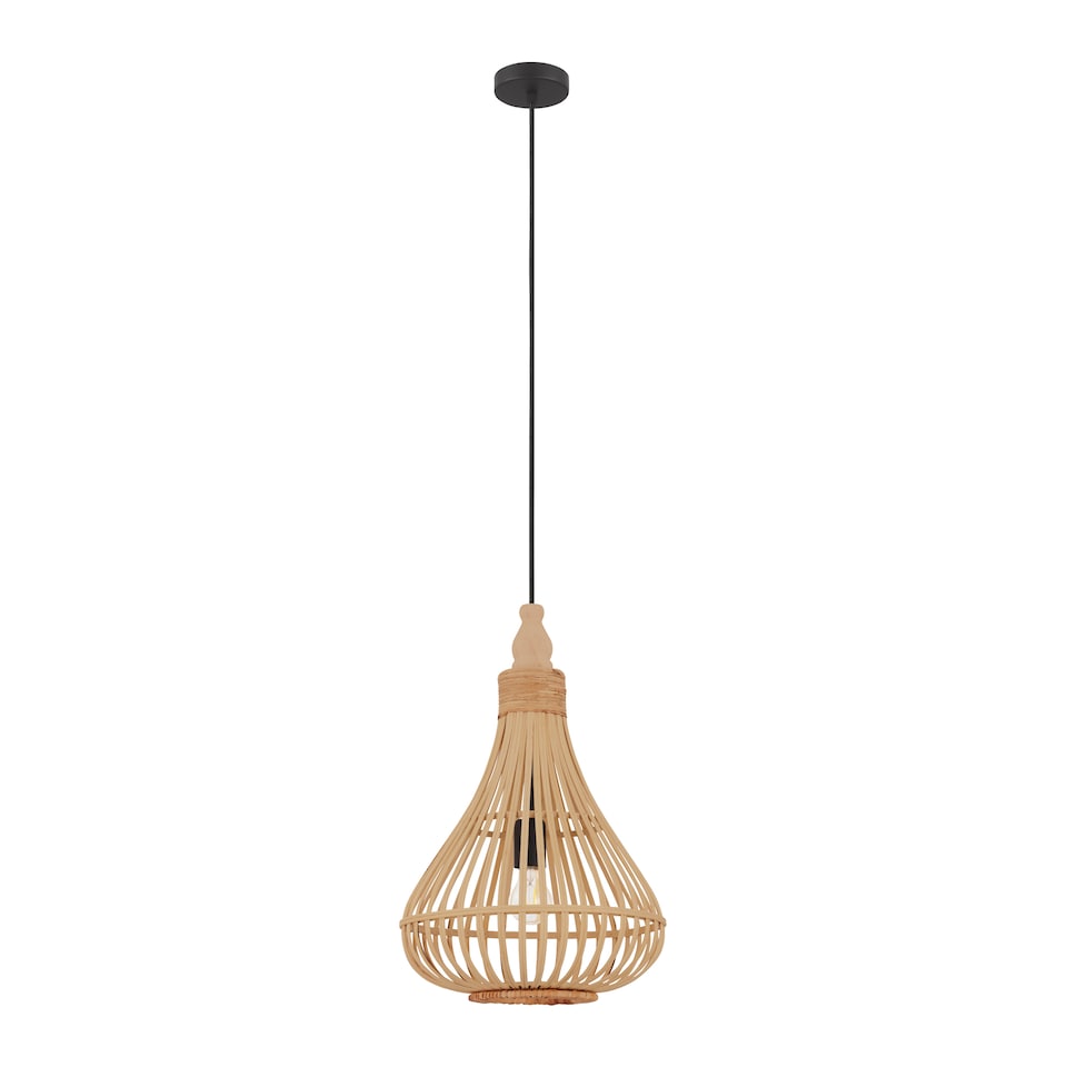 image 1 of EGLO Amsfield Caged Teardrop Rattan Single Pendant