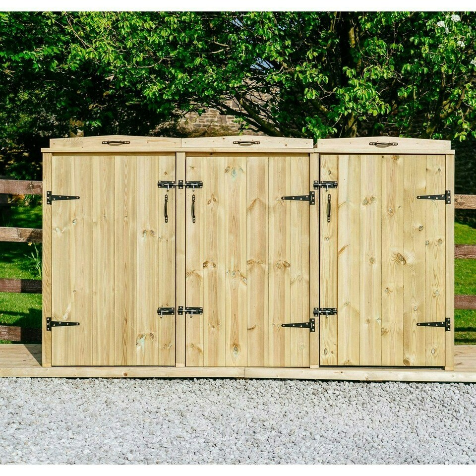 image 1 of Chatburn 6 Recycle Box Store - Timber - L80.4 x W180.5 x H120 cm - Fits 6 x Recycle Boxes Brown