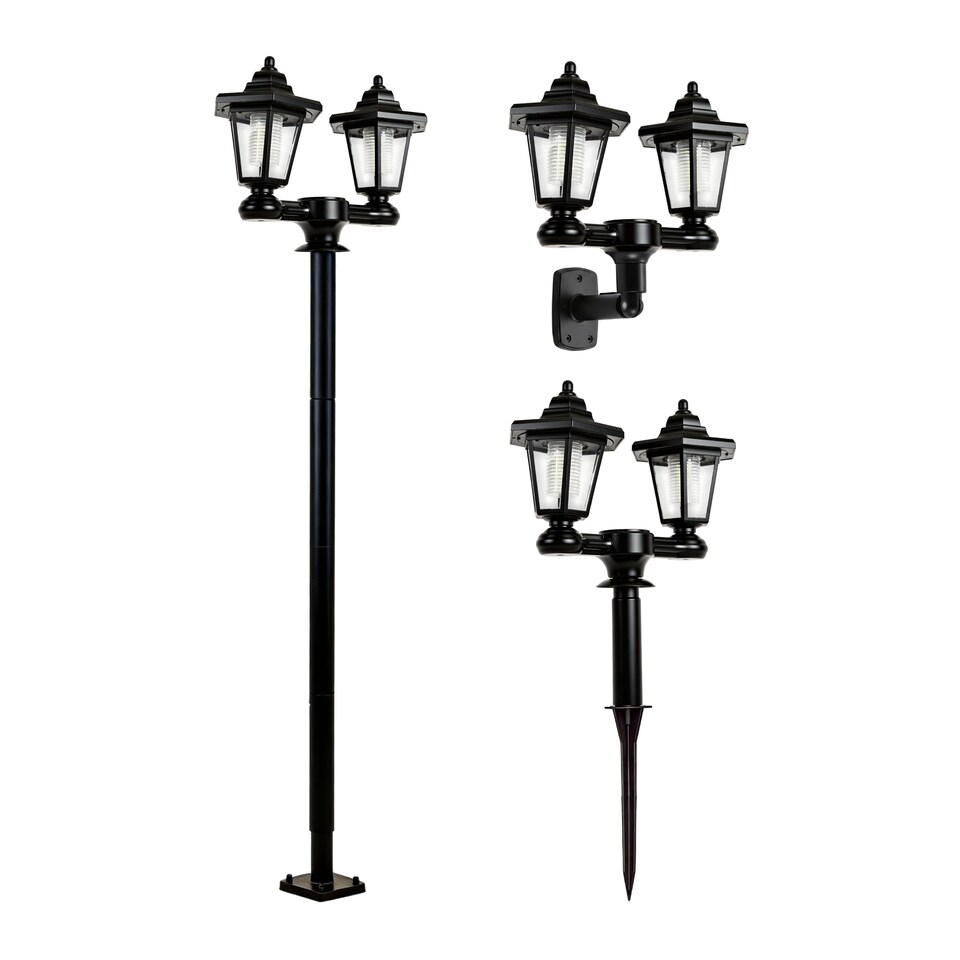 image 1 of Gardenwize Solar Double Head Garden Post Light LED 3 in 1
