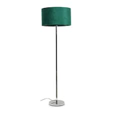 ValueLights Charlie Chrome Floor Lamp Green Shade & Bulb | Green