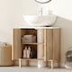 image 6 of HOMCOM Under Sink Bathroom Cabinet for Basin without or with Pedestal, Oak | White