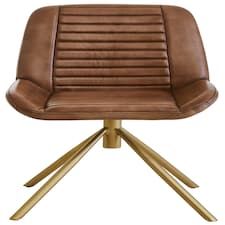 Interiors by Premier Buffalo Brown Genuine Leather Accent Chair, Channel‑Detailed Brown Leather Seat & Back, Modern Accent Chair Brown