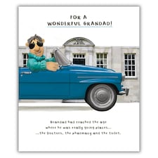 Model Family, Birthday Card for Grandad, Grandad Greetings Card, Man in Open Top Car!, Multi-coloured, 18.4 x 15.4 cms