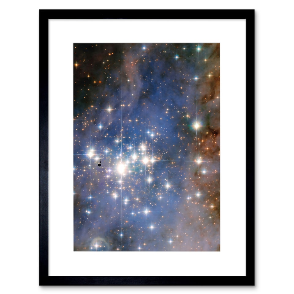 image 1 of Hubble Trumpler 14 Luminous Stellar Cluster Milky Way 9x7" Black Framed Wall Art Print
