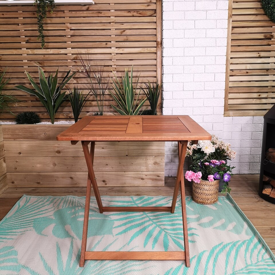 image 1 of Windermere Outdoor 4 Person Folding Square Wooden Table