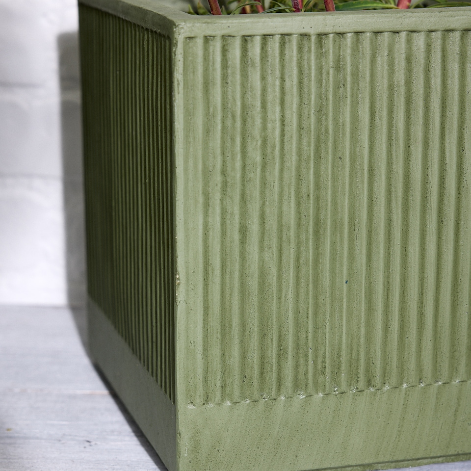image 1 of Dibor Medium Fibre Clay Outdoor Garden Planter – Sage Green