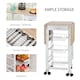 image 6 of HOMCOM Drop-Leaf Kitchen Cart Trolley w 3 Baskets Drawer Surface Top 6 Universal Wheels Rolling Storage Unit Kitchen Home Dining Island White Oak Tone
