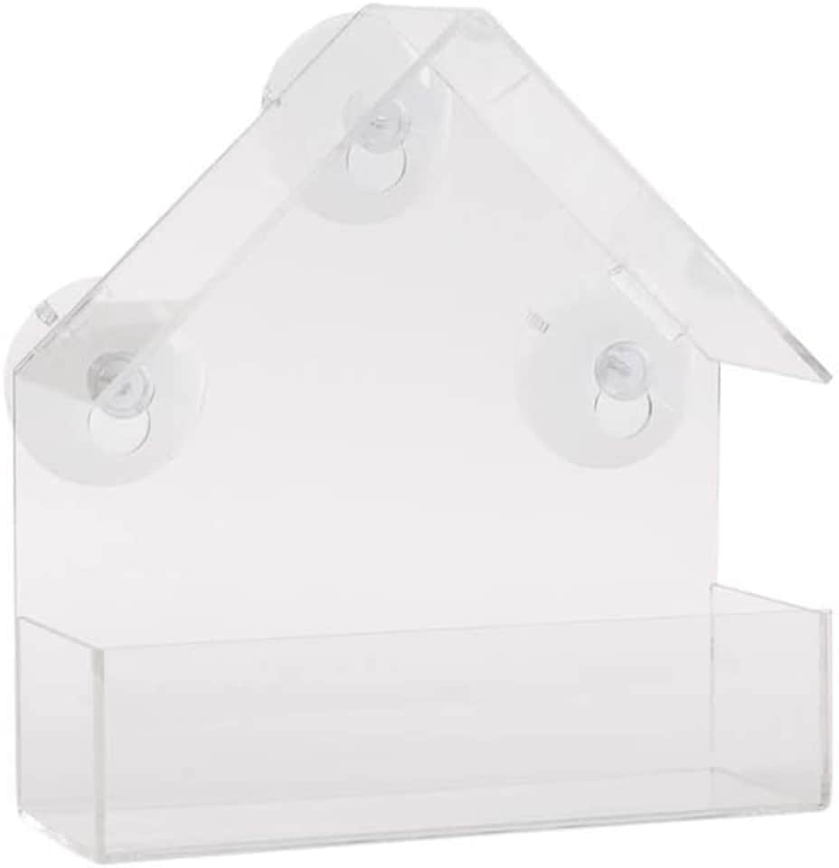 image 1 of 15cm Clear Plastic Glass Window Garden Wild Bird Seed Nut Feeder with Suction Cups