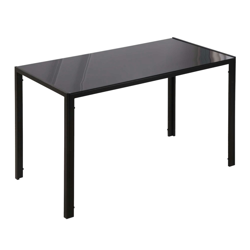 image 1 of HOMCOM Modern Rectangular 4 Seater Dining Table with Tempered Glass Top