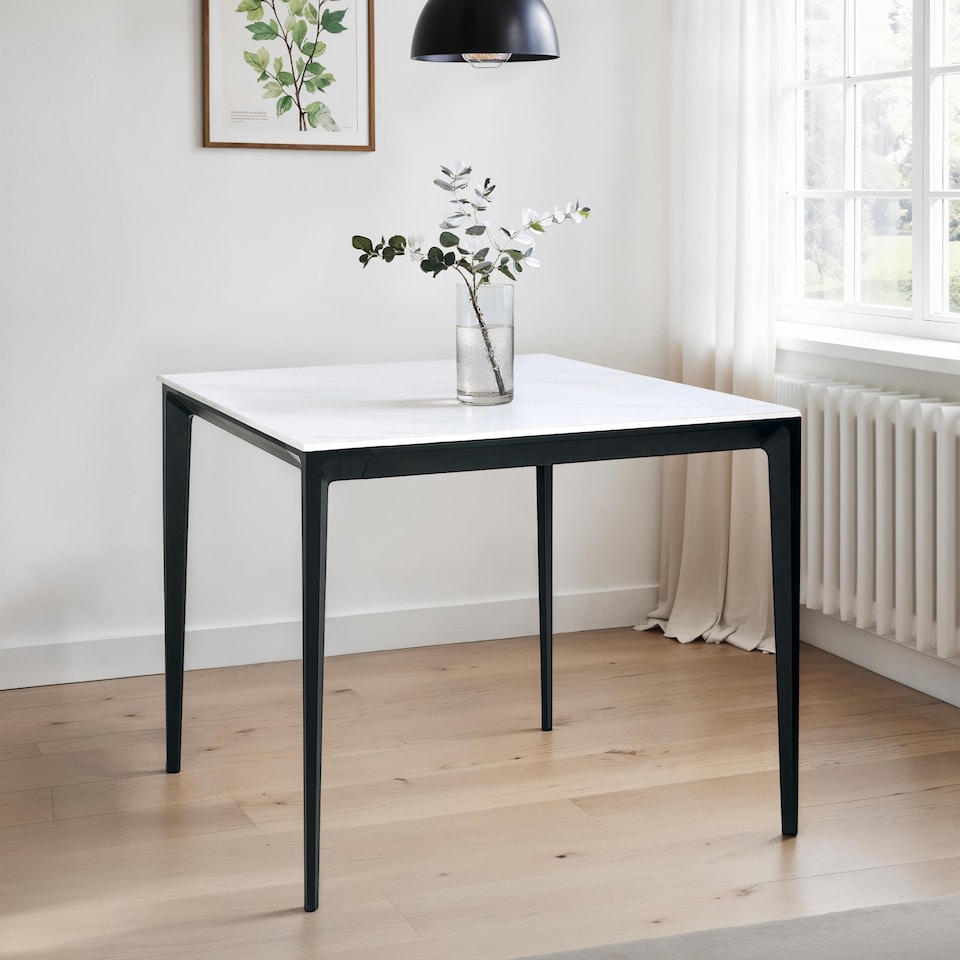 image 1 of Premium Marbella 80cm Square Stone Top Dining Table - White Marble