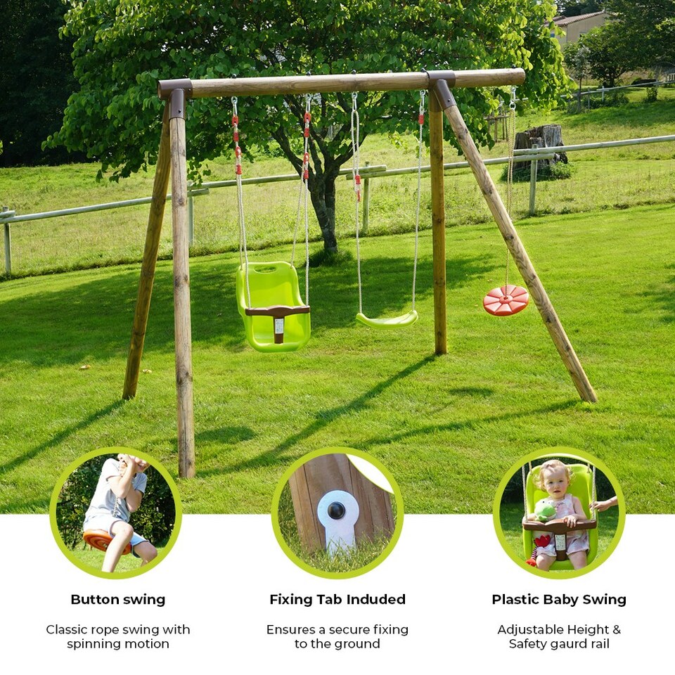 image 1 of Tiago Childrens Wooden Garden Swing Set