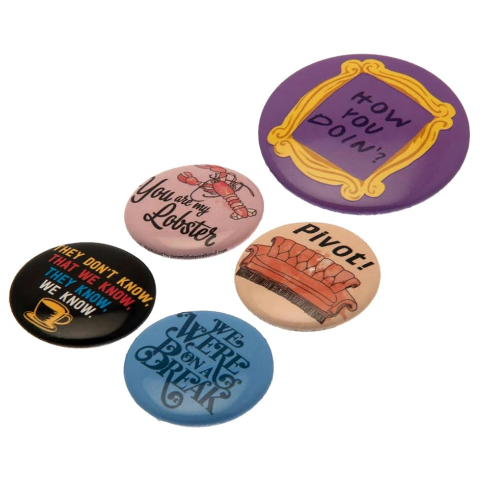 image 1 of Friends Button Badges (Pack of 5) - Multicoloured - One Size