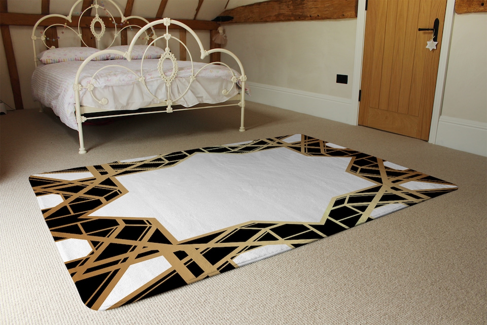 image 1 of Art Deco Star Border Designer Rug | Multi