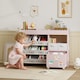 image 2 of AIYAPLAY Kids Toy Storage Unit, Children Toy Box Organiser with 11 Fabric Bins, Cabinet, Top Shelves, 3 Stickers, Kids Storage Unit Bookshelf for Nursery, Playroom, Kindergarten | Pink