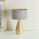 image 2 of ValueLights Jax Gold Dimmable Touch Table Lamp with Grey with Gold Inner Lamp Shade Gold