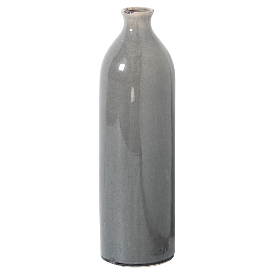 Hill Interiors Garda Gisela Glazed Vase | Grey | Grey | 57cm x 17cm x 17cm | 1