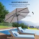 image 5 of Outsunny Garden Parasol Outdoor Tilt Sun Umbrella LED Light Hand Crank Off-white