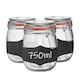 image 1 of Argon Tableware 3x Glass Storage Jar & Labels Set - 750ml 4 Colour Seals Airtight Kitchen Storage Container Preserving Jar