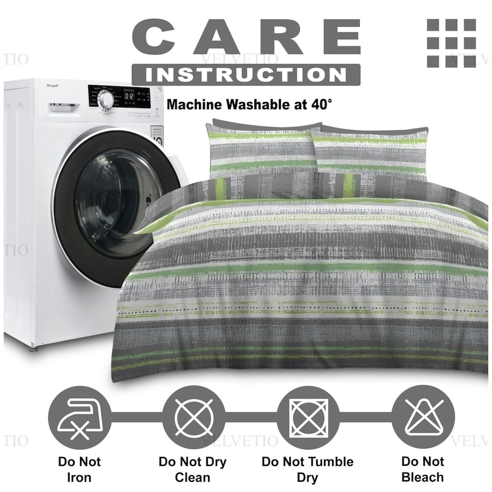 image 1 of VELVETIO Ezra Stripe Complete Duvet Cover Set with Fitted Sheet Cosy Quilt Coverlet Multi | King