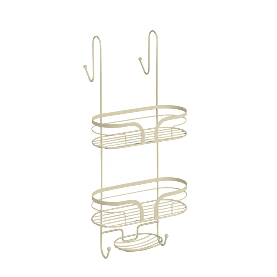 image 1 of Showerdrape Dante Beige 2 Tier Over Door Hook Door Shower Caddy | Cream | Beige | 1